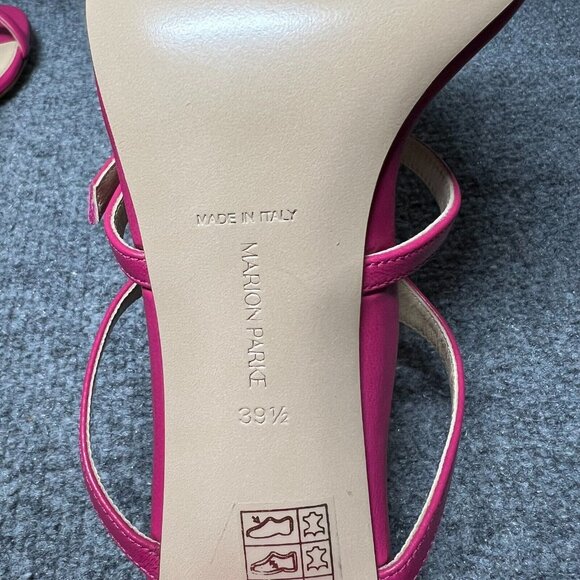 Marion Parke Pink Leather Sandals Heeled Slide Size 39.5 US 8.5 NEW - Picture 8 of 10